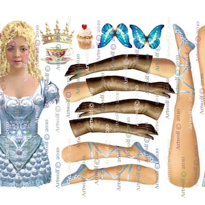 ALICE Wonderland 2 PAPER DoLLs Lapin Blanc Cheshire Chat Téléchargement Instantané Poupée Numérique Ballerine Papercrafts Scrapbooking Fabrication de cartes