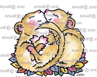 Love Dormouse DIGITAL STAMP Valentine Birthday Printable CuTE Christmas Digi Stamp Friends MOUSe Birthday Cardmaking