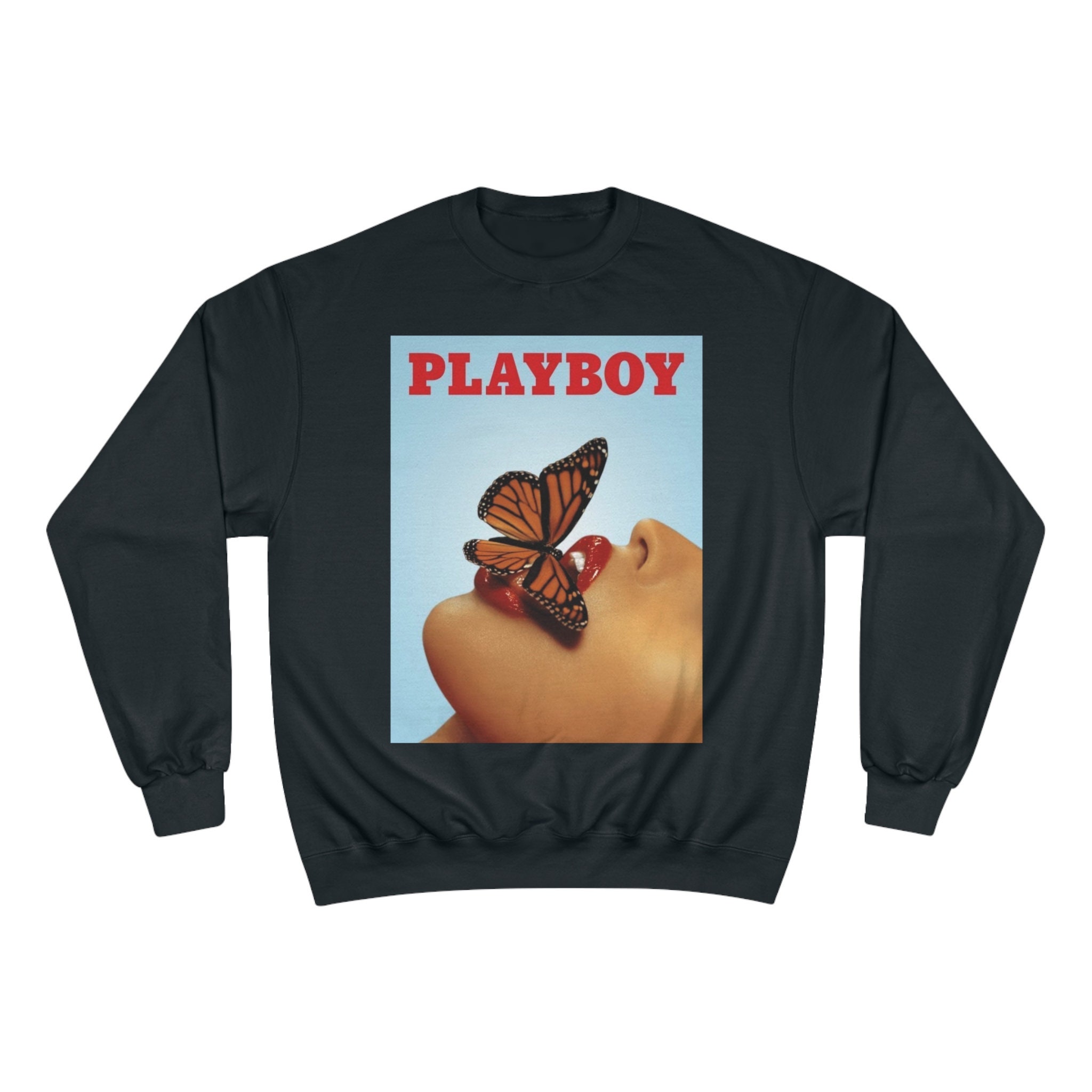 Stylish Playboy Sweatshirt Featuring Vintage Cover With Butterfly on Lips Perfect for Retro Fashion Lovers and Unique Graphic Tee Collectors Etsy Australia