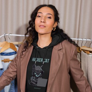 Unisex eco raglan hoodie Hacker Cat