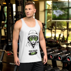 Men's Tank Top Hacker Cat