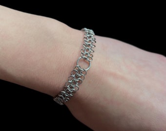 European Chainmail Ring Bracelet With Rings, Medieval Gothic  display picture 1