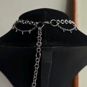 Stainless steel choker with chainmail rings, punk spike charms, maximalist grunge gothic style necklace, handmade image 6
