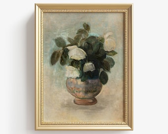Fleurs célèbres dans un vase | Peinture à l'huile florale nature morte | décoration murale cuisine vintage | Poster imprimable numérique TÉLÉCHARGER VAP_AR_3
