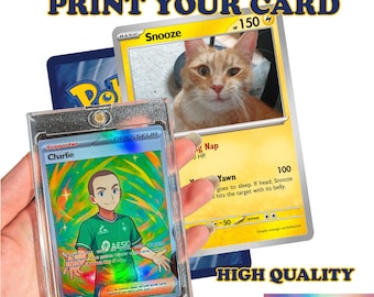 Print je eigen kaart - Verjaardagskaart, Selfie-cadeau voor stellen, Kerstkaart, Trouwkaart, Verzamelkaart, Foto- en tekeningkaart, Pokémon-kaartformaat