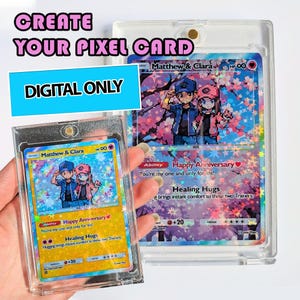 Personalisierte Geburtstagskarte, Pixel Art im Pokémon-Stil, Pixelkarte, Geschenk für Paare, Weihnachtskarte, Valentinstagskarte