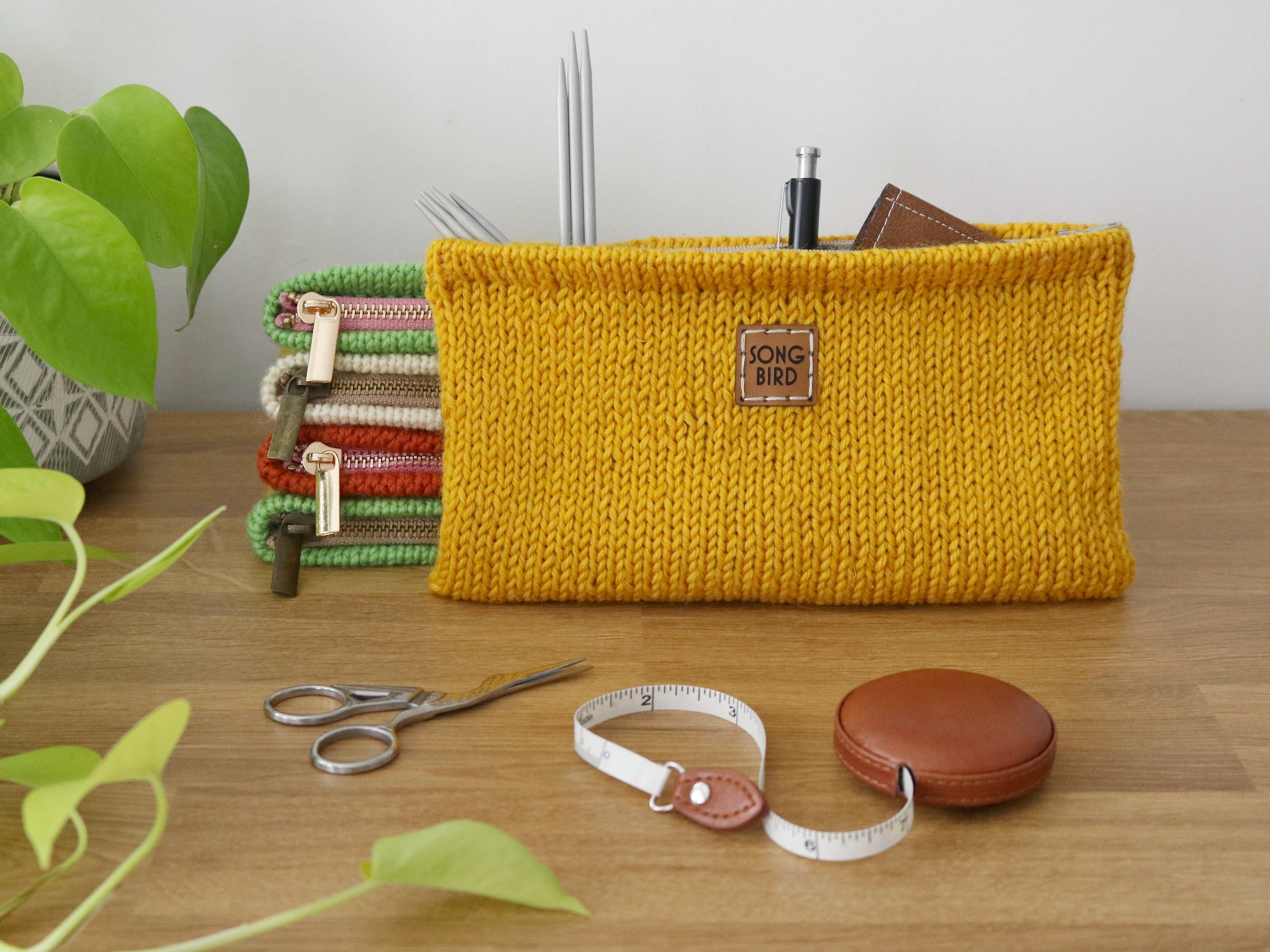 Knitting & Sewing Pattern - Knitted Zipper Pouch (PDF