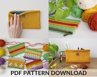 Knitting & Sewing Pattern - Knitted Zipper Pouch (PDF Pattern Only, Instant Download)