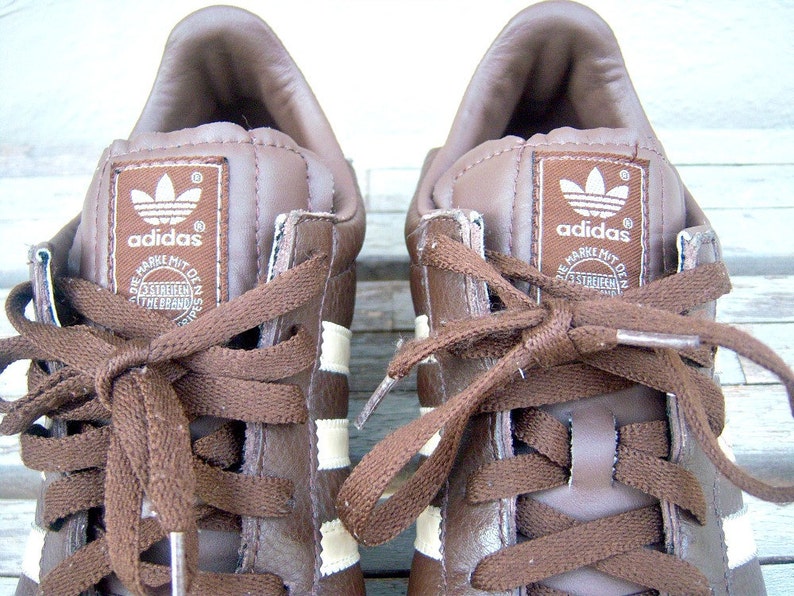 Vintage leather Adidas sneakers / brown striped tennies / womens 8.5, mens 7 image 4