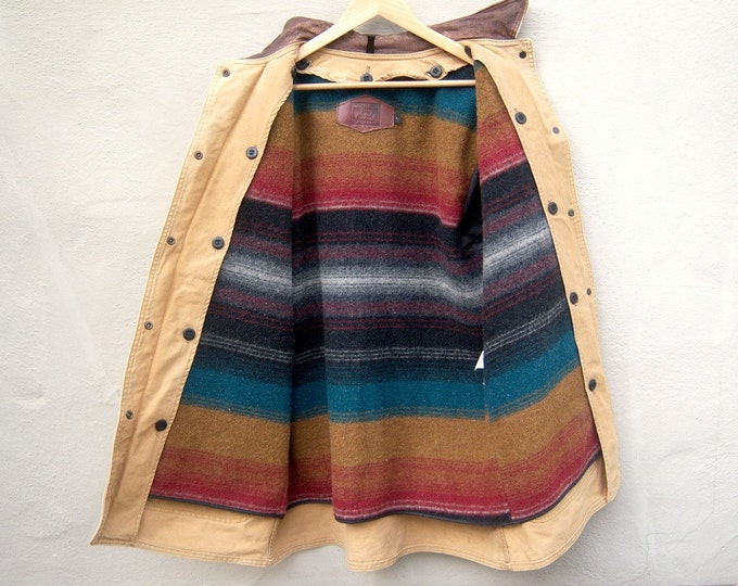 Vintage Woolrich Canvas Barn Coat // Wool Navajo Blanket Etsy