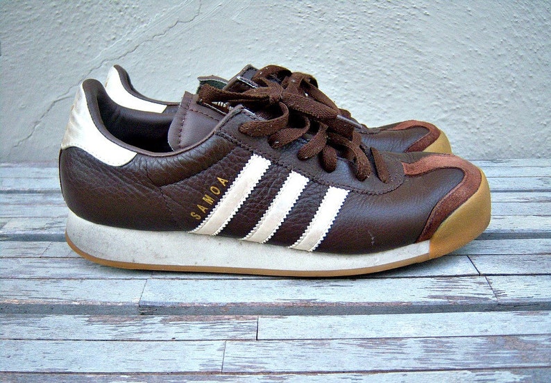 Vintage leather Adidas sneakers / brown striped tennies / womens 8.5, mens 7 image 2