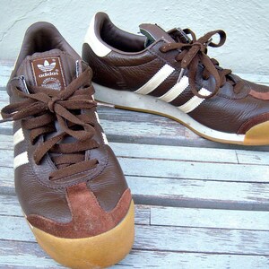 Vintage leather Adidas sneakers / brown striped tennies / womens 8.5, mens 7 image 1