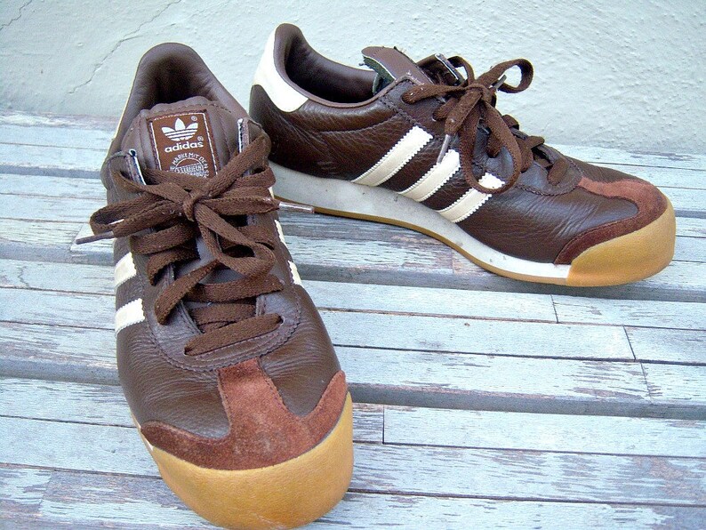 Vintage leather Adidas sneakers / brown striped tennies / womens 8.5, mens 7 image 1