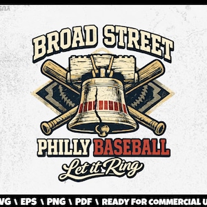 Arquivo de design premium para moletom com capuz e camiseta "Let It Ring" do time de beisebol Broad Street Philly