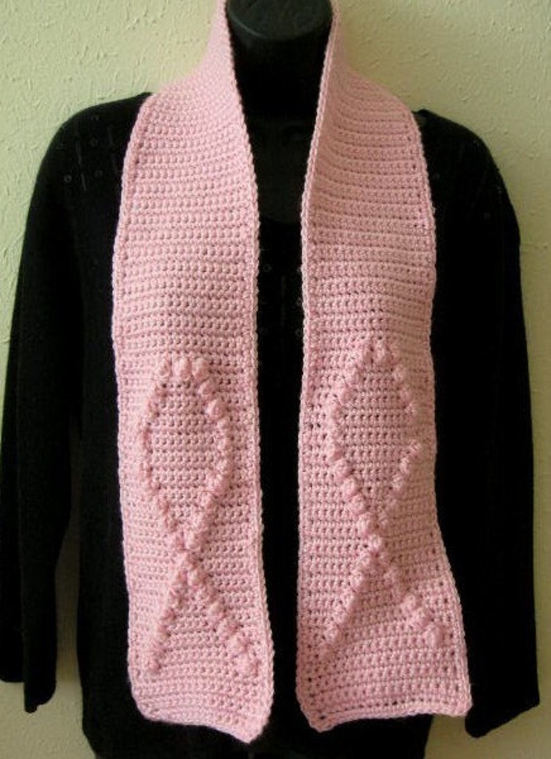 Crochet Pattern PDF for Breast Cancer Awareness Scarf image 3