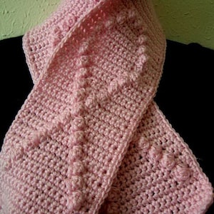 Crochet Pattern PDF for Breast Cancer Awareness Scarf image 1