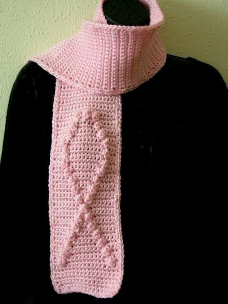 Crochet Pattern PDF for Breast Cancer Awareness Scarf image 2