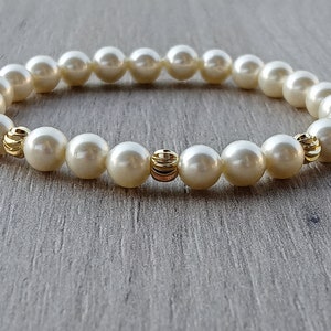 Bracelet de perles naturelles et de perles en or 14 carats, bijoux élégants faits main, parfait pour les occasions spéciales et les cadeaux de mariage