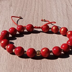 Pulseira de ouro maciço 14k com pedras de jade vermelho natural, pingente elegante para ocasiões especiais, presente para mulheres