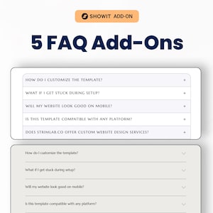 Showit Add-On Canvas FAQ Bundle, Website Template, Showit Website Template Add-Ons for a Photographer, Add-On Canvases for Showit