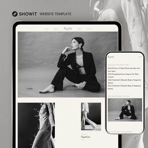 Modelo de site Showit, site de portfólio estético para fotógrafo, modelo de site minimalista moderno, site feminino