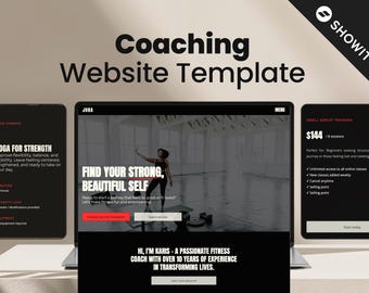 Dunkles Thema Fitness Coach Website Template, Showit Template