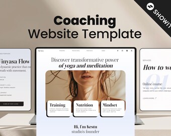 Websitesjabloon voor vrouwelijke fitnesscoach Showit, verkooppagina, blog, podcast, trechterbestemmingspagina
