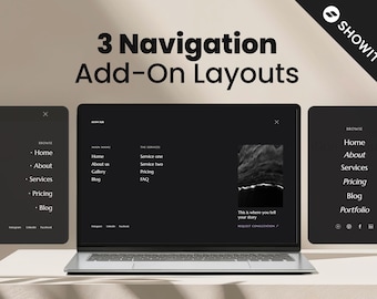 Showit-add-on navigatiemenu, canvasbundel op volledig scherm