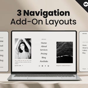 Showit Navigation Menu Add-On, Full Screen Canvas (3 Options)