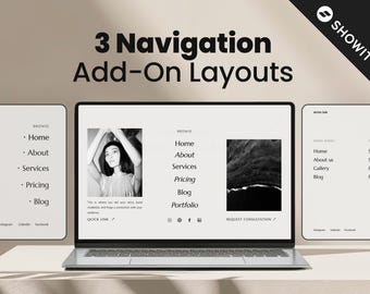 Showit-add-on navigatiemenu, canvas op volledig scherm (3 opties)