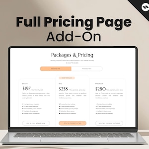 Showit Pricing Page Template, Coach Photographer Website Add-On
