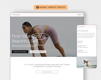 Websitesjabloon fitnesscoach Showit, sjabloon sportschooltrainer
