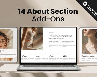 Showit About Page Add-On, Customizable Website Canvas Bundle