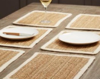 Rectangle Natural Jute Placemats, Dining mats, Jute Braided Placemats, Bohemian Home Decor, Table mats
