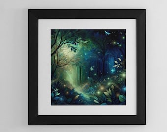 Dark Forest Wall Art Digital Print Misty Forest Dark Woodlands Whimsigoth Decor Forestcore Enchanted Forest