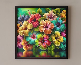 Hibiscus Wall Art Beachy Wall Tropical Wall Art Tropical Flower Wall Art Digital Prints Digital Download Downloadable Art Downloadable Print