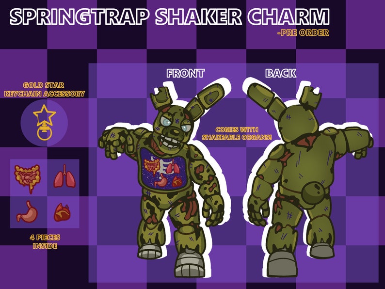 FNAF - Springtrap Shaker Charm PRE ORDER - Etsy