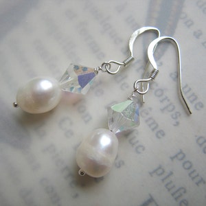Pearl and Vintage Crystal Earrings image 2