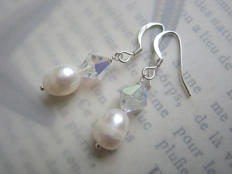 Pearl and Vintage Crystal Earrings image 2