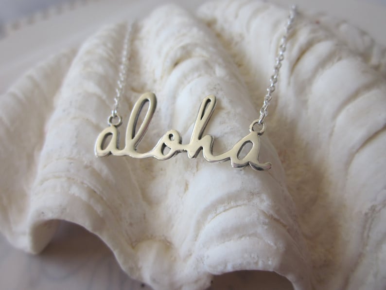 Script Aloha Necklace Silver image 1