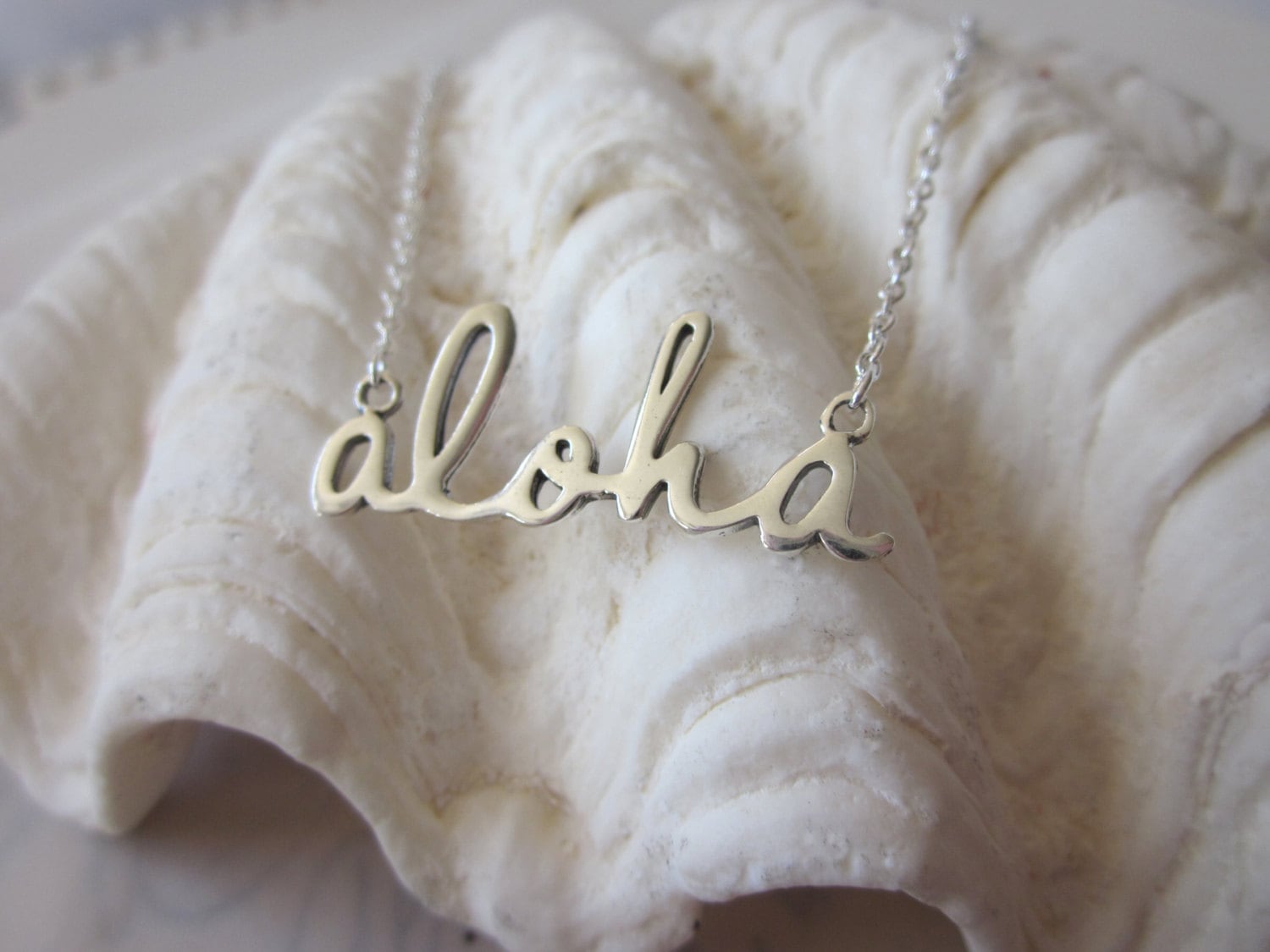 Script Aloha Halskette - Silber