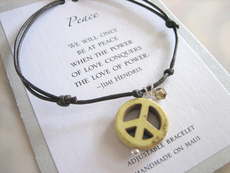 Peace Adjustable Cord Bracelet Yellow image 1