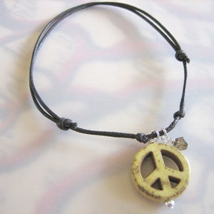 Peace Adjustable Cord Bracelet Yellow image 3