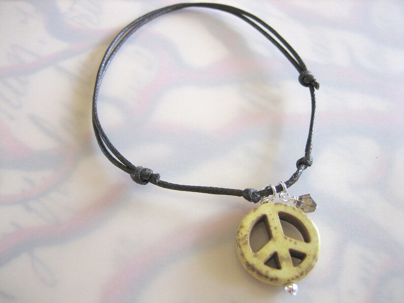 Peace Adjustable Cord Bracelet Yellow image 3