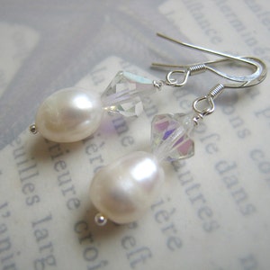 Pearl and Vintage Crystal Earrings image 1