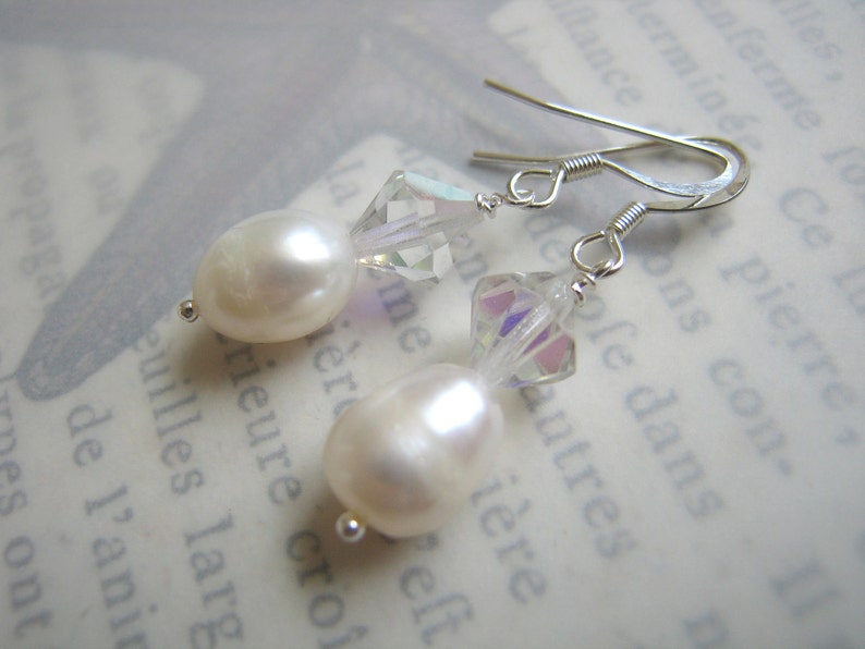 Pearl and Vintage Crystal Earrings image 1