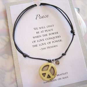 Peace Adjustable Cord Bracelet Yellow image 2