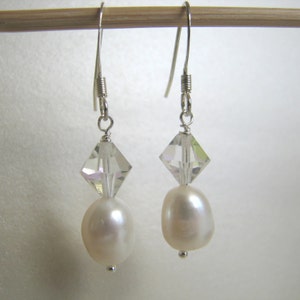 Pearl and Vintage Crystal Earrings image 3