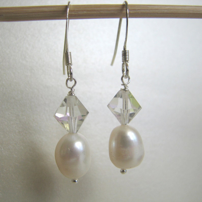 Pearl and Vintage Crystal Earrings image 3