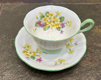 Rare Royal Albert Bone China England Primulette Tea Cup & Saucer Teacup